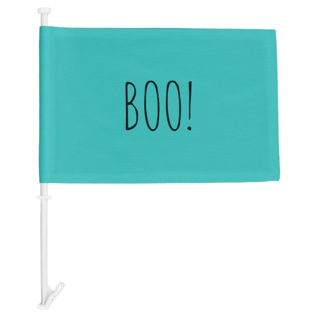 Boo teal black spooky minimalist Halloween Car Flag (Front)