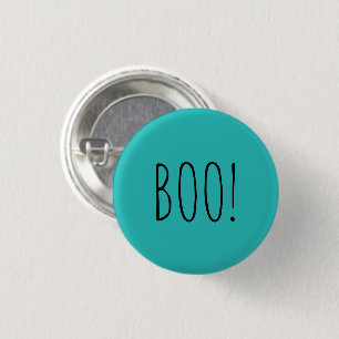 Boo teal black spooky typography fun Halloween Button