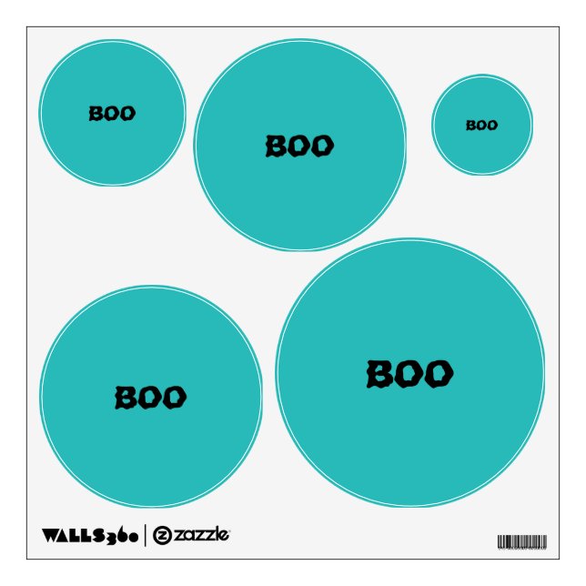 Boo teal black spooky typography funny Halloween Wall Decal (Front)