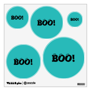 Boo! teal funny eyeballs typography Halloween Wall Decal