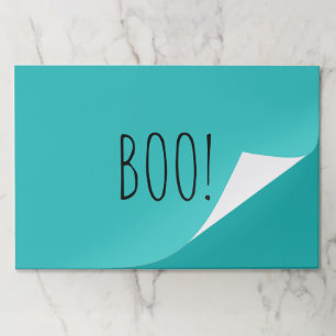 Boo teal minimalist fun cute Halloween placemats