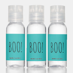 Boo teal minimalist simple spooky Halloween favors Hand Sanitizer