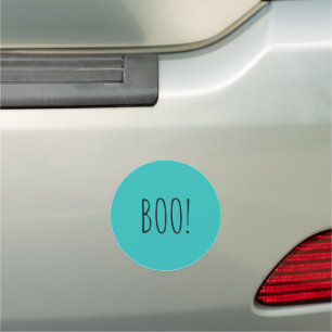 Boo teal simple typography funny cute Halloween Car Magnet