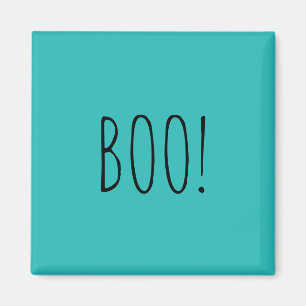 Boo teal simple typography funny cute Halloween Magnet