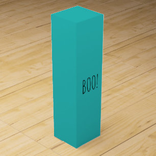 Boo teal simple typography funny cute Halloween Wine Box