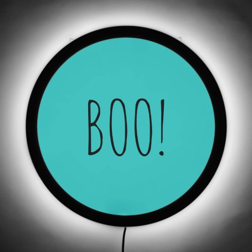 Boo teal spooky fun simple minimalist Halloween LED Sign