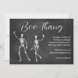 Boo Thang Dancing Skeletons Cloudy Halloween Party Invitation