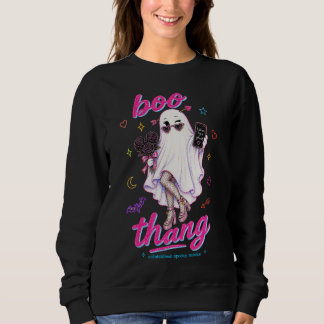 Boo Thang Ghost with Fishnets Roses & Sunglasses Sweatshirt