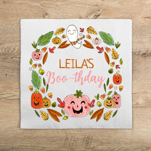 Boo_thday Halloween Pink Birthday Party Napkins