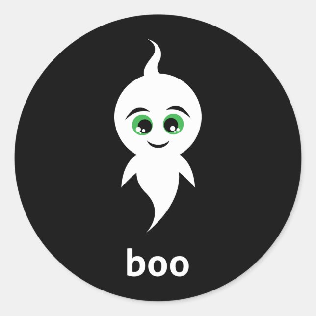 Boo the Ghost Classic Round Sticker (Front)