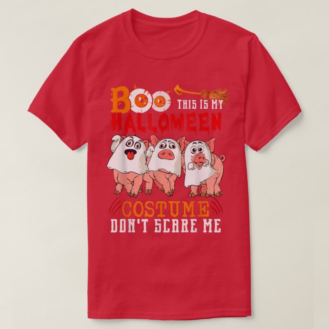 Boo This Is My Halloween Costume Three Pigs Farmer T-Shirt (Design Front)