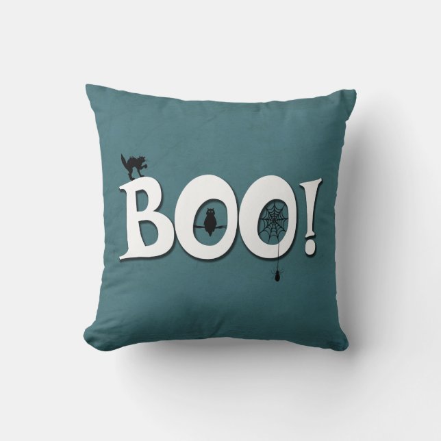 Boo! Throw Pillow (Front)