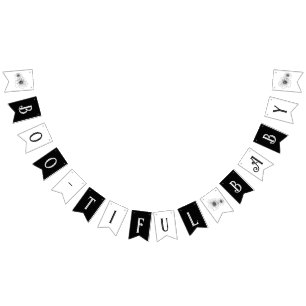 Boo-tiful Baby Gothic Flower tattoo Baby Shower Bunting Flags
