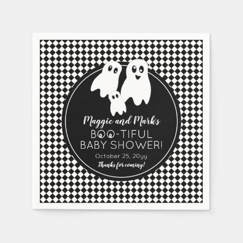 BOO _ TIFUL Baby Shower BW Halloween Thank You Napkins
