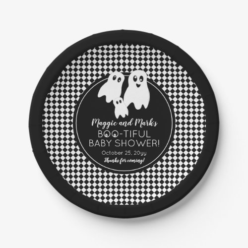 BOO _ TIFUL Baby Shower BW Halloween Thank You Paper Plates