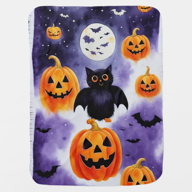 Boo-tiful Bats: Baby's Halloween Blanket (Front)