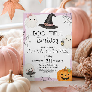 Boo Tiful Birthday Cute Ghost Girl 1st Invite