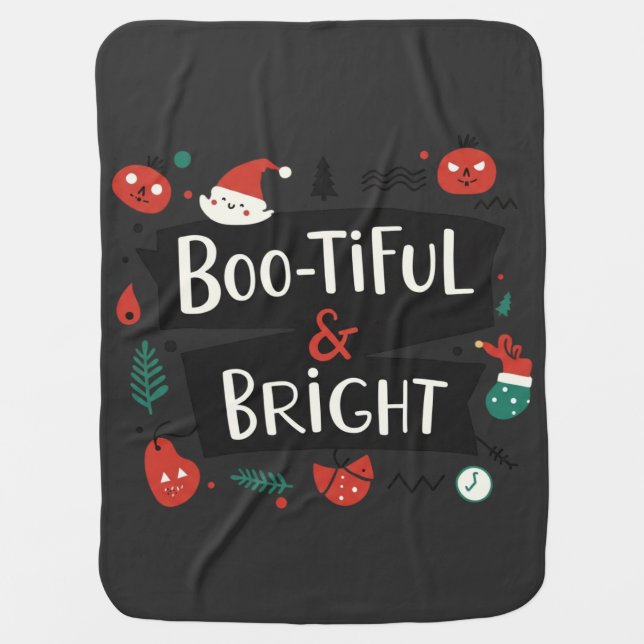 Boo-tiful & Bright Festive Design Baby Blanket (Front)
