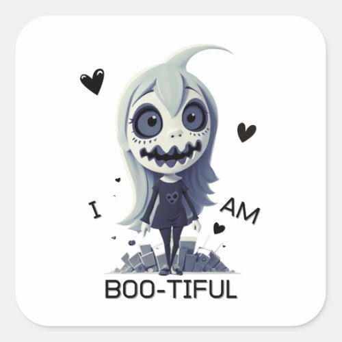 Boo_tiful Ghost Girl Halloween Square Sticker