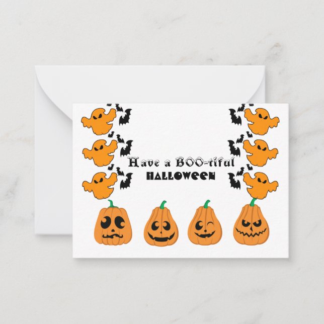 BOO-tiful Halloween Ghost Ghouls Spooky Funky Cute Note Card (Front)