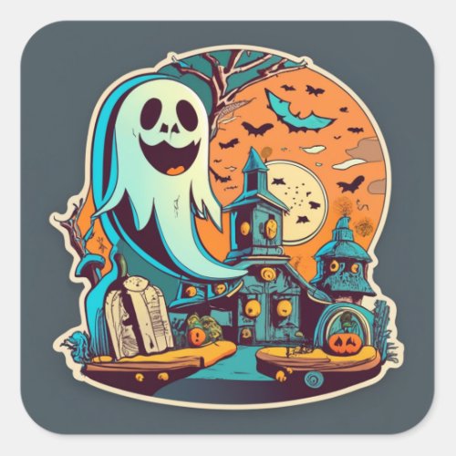 Boo_tiful Halloween Ghost Sticker Spookify Your S Square Sticker