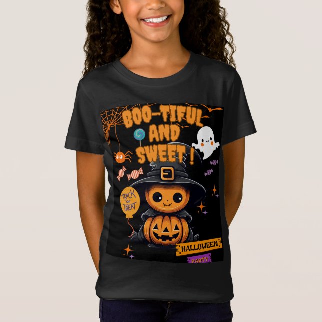 Boo tiful Halloween Kids T-Shirt | Spooky Pumpkin  (Front)