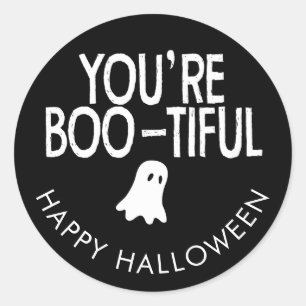 Boo Tiful Happy Halloween Family Party Classic Round Sticker