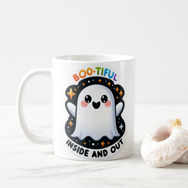 Boo-tiful Inside and Out Halloween Pun Mug (With Donut)