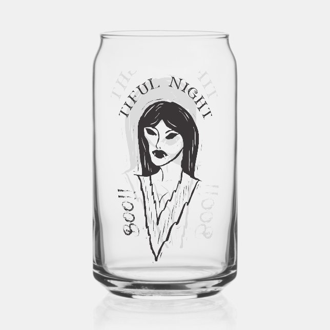 Boo! Tiful Night witch Halloween Can Glass (Front)