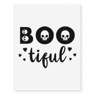 Boo-tiful - Scary Skull Costume Halloween Gift Temporary Tattoos
