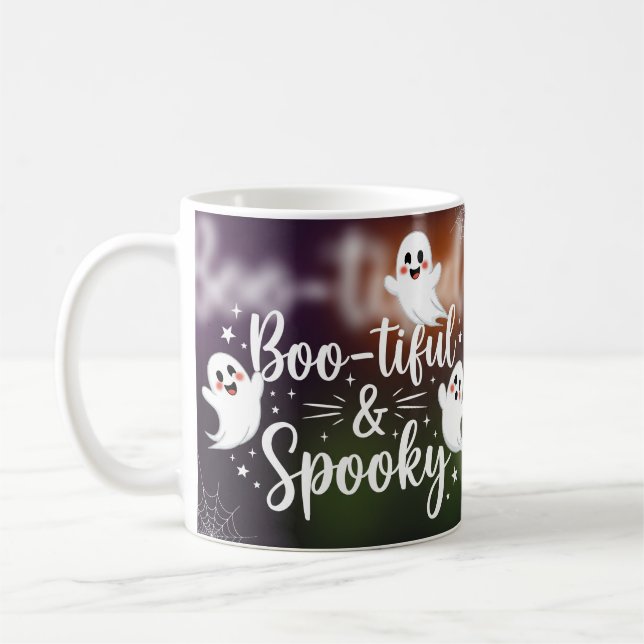 Boo-tiful & Spooky – Cute Ghost Halloween Coffee Mug (Left)