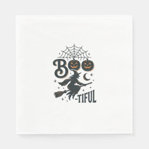 Boo-tiful Witch Halloween Vintage Engraving Design Napkins