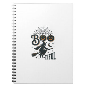 Boo-tiful Witch Halloween Vintage Engraving Design Notebook