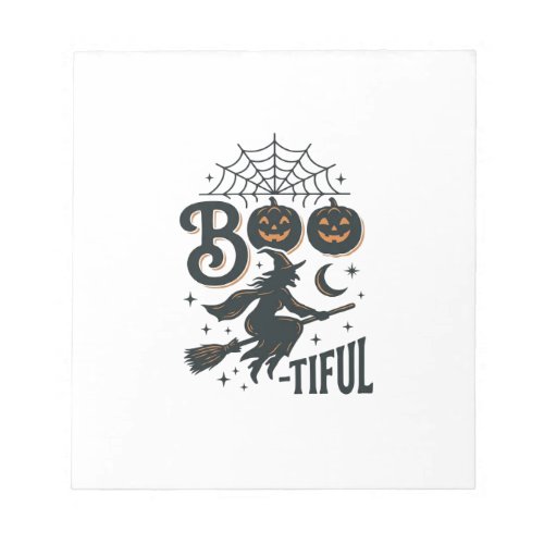 Boo-tiful Witch Halloween Vintage Engraving Design Notepad