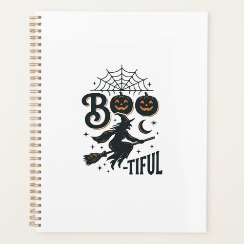 Boo-tiful Witch Halloween Vintage Engraving Design Planner