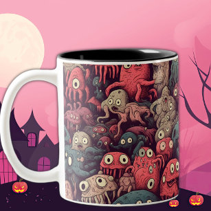 Boo-tifully Cute Spooky Eye Monster Halloween  Two-Tone Coffee Mug