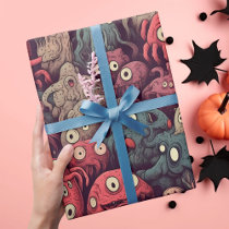 Boo-tifully Cute Spooky Eye Monster Halloween  Wrapping Paper