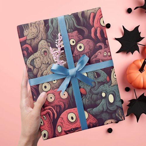 Boo_tifully Cute Spooky Eye Monster Halloween  Wrapping Paper