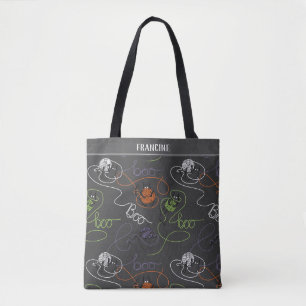 Boo-tifully Tangled Black Halloween Tote Bag