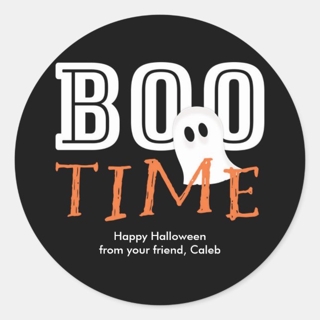 BOO TIME Halloween Ghost Cute Party Favor Sticker (Front)