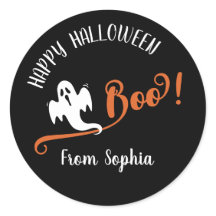 Boo Tiny Ghost Happy Halloween Black