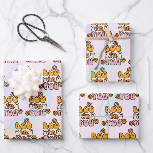 Boo to You Cute Halloween Wrapping Paper Sheets