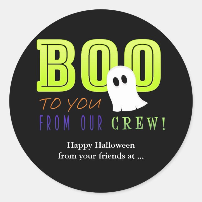 BOO TO YOU FROM OUR CREW Halloween Favor Sticker (Front)