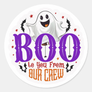 Boo to You from Our Crew' Halloween Round Stickers