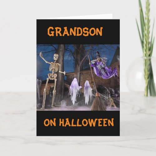 BOO TO YOU GRANDSON HAPPY HALLOWEEN  CARD