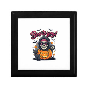 Boo to You Halloween Skeleton Pumpkin Gift Box