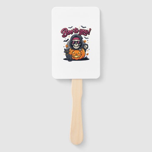 Boo to You Halloween Skeleton Pumpkin Hand Fan