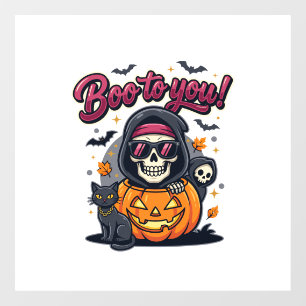 Boo to You Halloween Skeleton Pumpkin Window Cling