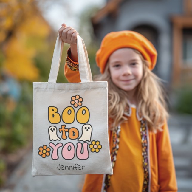 Boo to You Personalized Halloween Tote Bag (Personalized Halloween Tote Bag)