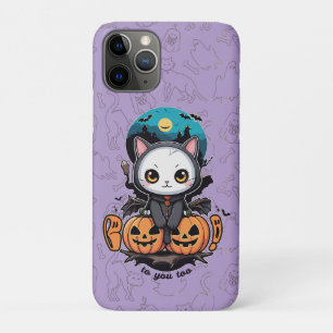 Boo to You Too Cute Cat Bat Wings & Pumpkin iPhone 11 Pro Case